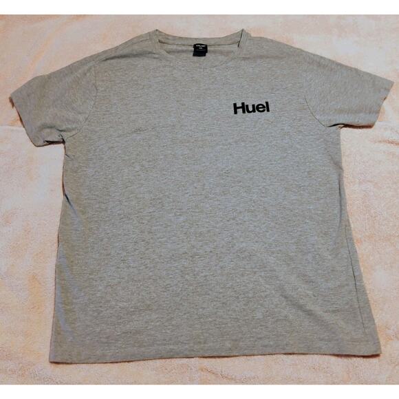 Mens HUEL Gray 2XL Short Sleeve Crewneck T-Shirt Cotton Blend - Picture 2 of 5